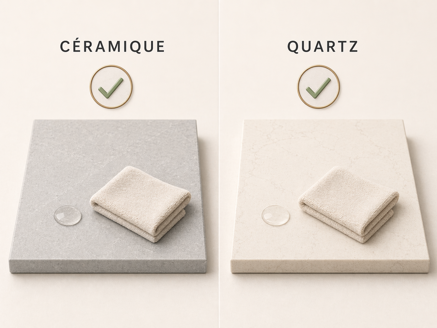 Comparatif céramique et quartz pour la facilité d’entretien